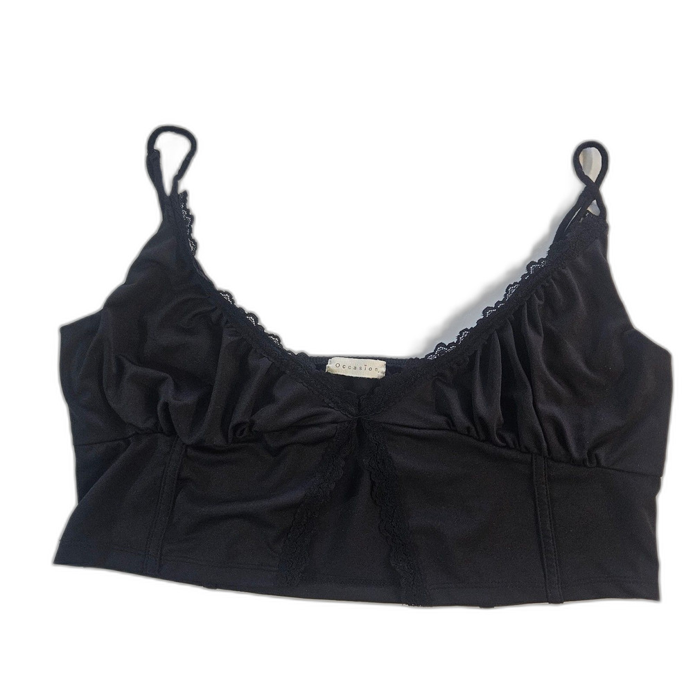 New Occasion Lingerie Style Rave Top Cropped Lace Busty Size XL Black